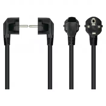 Kabelmeister Power Cable Schuko Plug Type E+F (90° Angled) to IEC C15 Socket (Straight), 1.8m, Black