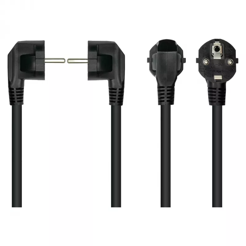 Kabelmeister Power Cable Schuko Plug Type E+F (90° Angled) to IEC C15 Socket (Straight), 1.8m, Black