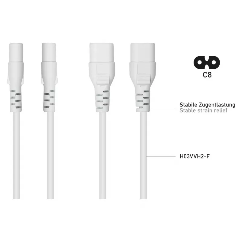 Kabelmeister Euro Extension Cable C8 to C7 White 1.8m
