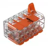 WAGO 221-420 Compact Splicing Connector with Levers, 10-Conductor, 0.2-4 mm², Transparent Housing, Orange Lever, 10-Pack