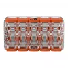 WAGO 221-420 Compact Splicing Connector with Levers, 10-Conductor, 0.2-4 mm², Transparent Housing, Orange Lever, 10-Pack