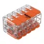 WAGO 221-420 Compact Splicing Connector with Levers, 10-Conductor, 0.2-4 mm², Transparent Housing, Orange Lever, 10-Pack