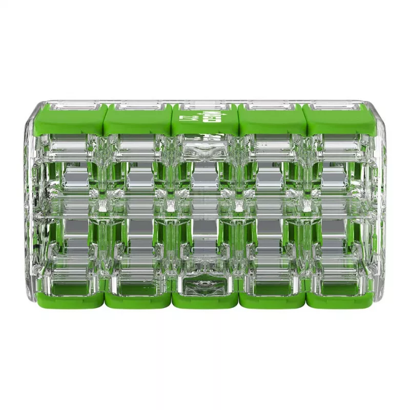 WAGO 221-430 COMPACT 2-Conductor Connector, 0.2-4 mm², 15 pcs, Green Range
