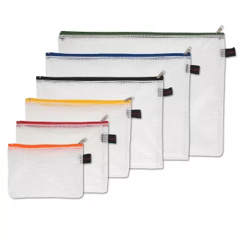 FolderSys 6-Piece Zipper Document Pouch Set - A6, B6, A5, B5, A4, B4 - Transparent