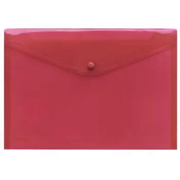 FolderSys A4 Red Transparent PP Document Wallet with Snap Button, Pack of 10