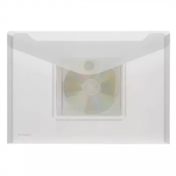 FolderSys A4 Landscape Ring Binder Pocket with CD/Jewel Case Pocket, Transparent, Pack of 10