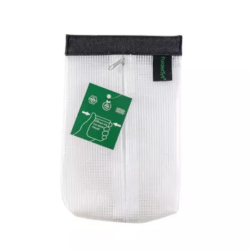 FolderSys SnapBag DIN A6 Clear Transparent PVC-Free Document Wallet with Black Seam