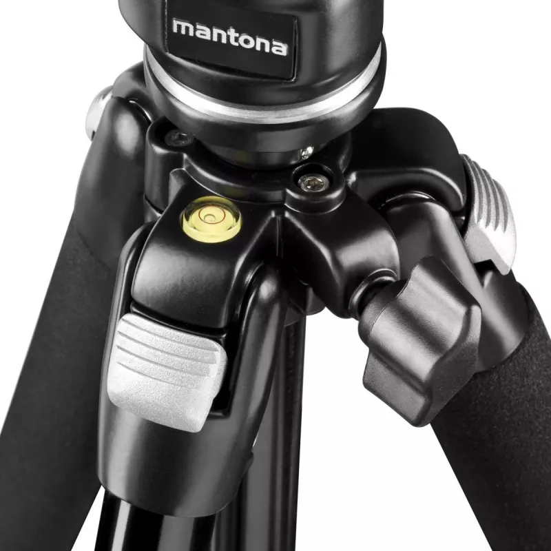 Mantona Scout MAX Set Tripod with Horizontal Arm, Ball Head, Reversible Center Column, 160cm, 5kg Load, for DSLR and Mirrorless Cameras, Black