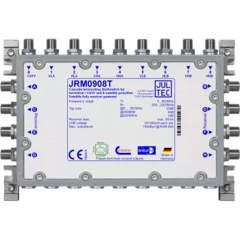 JULTEC JRM0908T 9/8 Multiswitch Satellite Distribution Switch 8 SAT IF Inputs 1 Terrestrial Input 8 Subscriber Outputs