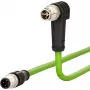 METZ CONNECT M12 S-coded Cat6a Network Cable 5m Green S/FTP 8-pin Straight to Angled 142M2X1B050