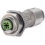 METZ CONNECT M12 Socket D-coded IP67 Field-wireable with Flange, Female, 4-Pin, A-Coded