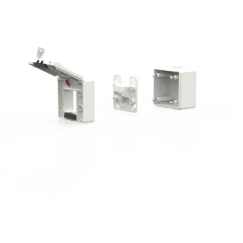 METZ CONNECT 1309470002KI IP44 Surface Mount Module Housing with Hinged Cover and Lock, 2 Module Slots, Light Grey (RAL 7035)