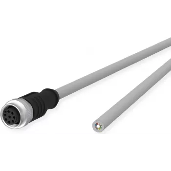 METZ CONNECT Industrial Ethernet Cable - M12 Male to Open End - 1m - Unshielded - A-coded - Grey (142MKA20010)