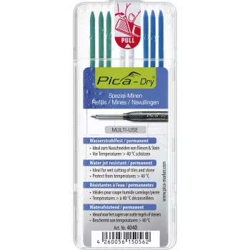 PICA-MARKER Pica DRY Refills Special - 8 Leads (Graphite, Red, White) 2.8mm