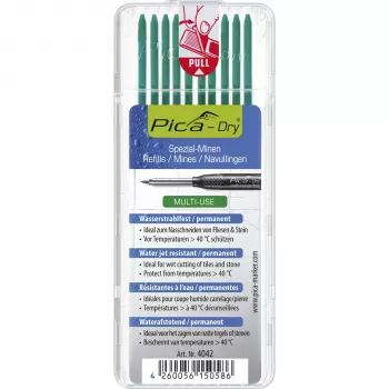 PICA-MARKER Pica DRY Refills Green - 10 Leads, 2.8 mm, 125 mm