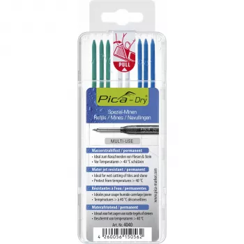 PICA-MARKER Pica DRY Refills Special - SB - 12 Leads (White, Green, Blue)