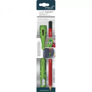 PICA-MARKER Pica Pencil Holder Set with Integrated Sharpener Pocket Bundle Black & Graphite