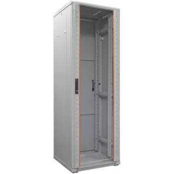 IT-BUDGET 19-Inch Network Cabinet SRK - 38U - 600x600 mm - Tempered Glass Door - Pre-assembled - Light Grey (RAL 7035)