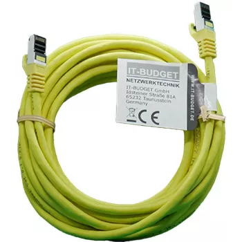 IT-BUDGET Full Copper Premium Patch Cable - Flex AWG 26 - Cat.8.1 - 2000 MHz - Halogen-Free - PoE+ - 40 Gbit - Yellow - 5 m