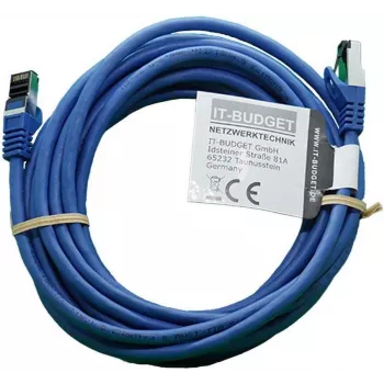 IT-BUDGET Full Copper Premium Patch Cable - Flex AWG 26 - Cat.8.1 - 2000 MHz - Halogen-Free - PoE+ - 40 Gbit - Blue - 5 m