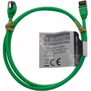 IT-BUDGET Full Copper Premium Patch Cable - Slim AWG 28 - Cat.8.1 - 2000 MHz - Halogen-Free - PoE+ - 40 Gbit - Green - 1 m