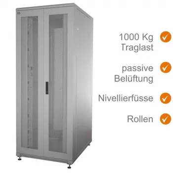 IT-BUDGET 19-Inch Network Cabinet SRK - 38U - 800x800mm - Perforated Double Doors - Light Grey