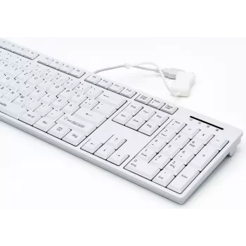 GETT CleanType Easy Basic TKL-105-GCQ-IP68-KGEH-WHITE-USB-CH Hygiene Keyboard, White, Swiss Layout, Wired, IP68, Dishwasher Safe