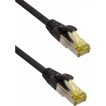 IT-BUDGET Full Copper Premium Patch Cable - Super Flex TPE - Cat.6A - with Cat.7 Raw Cable - 600 MHz - Halogen-Free - PoE+ - 10GBit - Black - 0.15 m