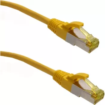 IT-BUDGET Full Copper Premium Patch Cable - Super Flex TPE - Cat.6A - with Cat.7 Raw Cable - 600 MHz - Halogen-Free - PoE+ - 10GBit - Yellow - 0.15 m
