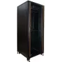 IT-BUDGET 19-Inch Network Cabinet SRK - 42U - Width 800mm Depth 800mm - Glass/Solid Steel Door - Cable Ducts - Flatpack - Black (90ITB19SRK4288GSN)
