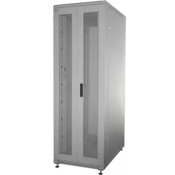 IT-BUDGET 19-Inch Network Cabinet SRK - 42U - 600x600 mm - Perforated Double Doors Front and Rear - Flatpack - Light Grey (RAL 7035) (90ITB19SRK4266DTGN)