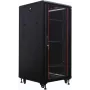 IT-BUDGET 19-Inch Network Cabinet SRK - 27U - 600x600 mm - Tempered Glass/Solid Steel Door - Pre-assembled - Black (99ITB19SRK2766GSNM)