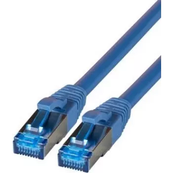 IT-BUDGET Full Copper Premium Patch Cable - Super Flex TPE - Cat.6A - 500MHz - LSZH - PoE+ - AWG 27 - Blue - 0.15 m