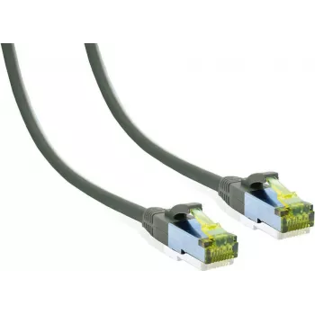IT-BUDGET Full Copper Premium Patch Cable - Cat.6A with Cat.7 Raw Cable - 600 MHz - Halogen-Free - PoE+ - 10GBit - Grey - 1.5 m