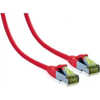 IT-BUDGET Premium Patch Cable Cat.6A with Cat.7 Raw Cable - 600 MHz - Halogen-Free - PoE+ - 10GBit - Red - 15 m