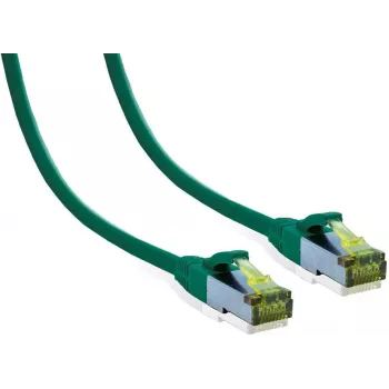 IT-BUDGET Full Copper Premium Patch Cable - Cat.6A with Cat.7 Raw Cable - 600 MHz - Halogen-Free - PoE+ - 10GBit - Green - 3 m