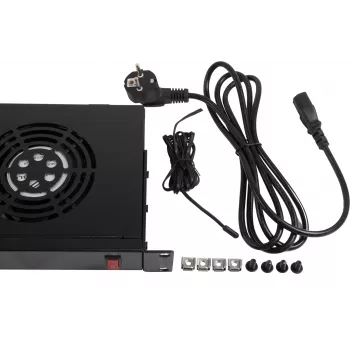 Rockstable 1U 19-Inch Ventilation Element - Cooling Fan - Black - Steel - 2 Fans - 12 cm - 330 m³/h (RS19-FT1U2TM)