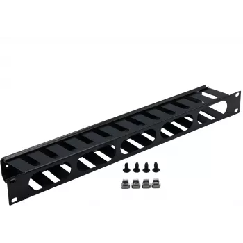 Rockstable 1U 19 Inch Cable Management Panel - Black - SPCC Steel - 483 mm (RS19-02)