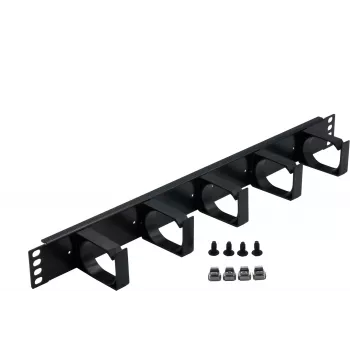 Rockstable 1U 19 inch 5-Port Cable Management Panel - Black - 483 mm - 74 mm (RS19-03)