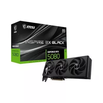 MSI GeForce RTX 5080 16G INSPIRE 3X OC Graphics Card, 16GB GDDR7, Triple Fan, Black