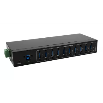 Exsys USB 3.2 Gen 1 10-Port Metal Hub with DIN-Rail Kit, VIA VL811+ Chipset, 5 Gbps, 5V/4A Power Adapter, 1.8m Cable