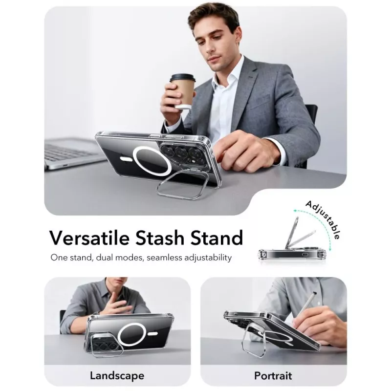 ESR Classic Hybrid Kickstand MagSafe Case for Samsung Galaxy S26 Ultra, Clear