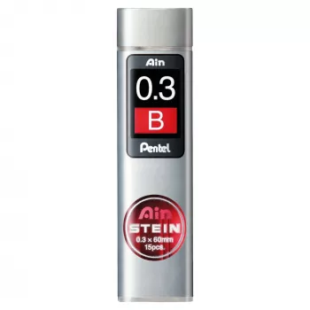 Pentel Ain Stein Mechanical Pencil Lead - B - Grey - 0.3 mm - 60 mm - 15 Pieces