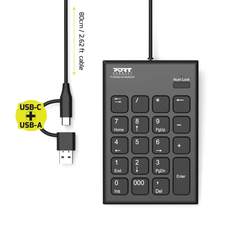 PORT Designs PORT Connect Numeric Keypad USB-C Black
