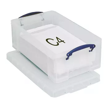 Really Useful Boxes 12C Storage Box - 12 Litre - Transparent - Rectangular - Polypropylene - Clip-on Lid
