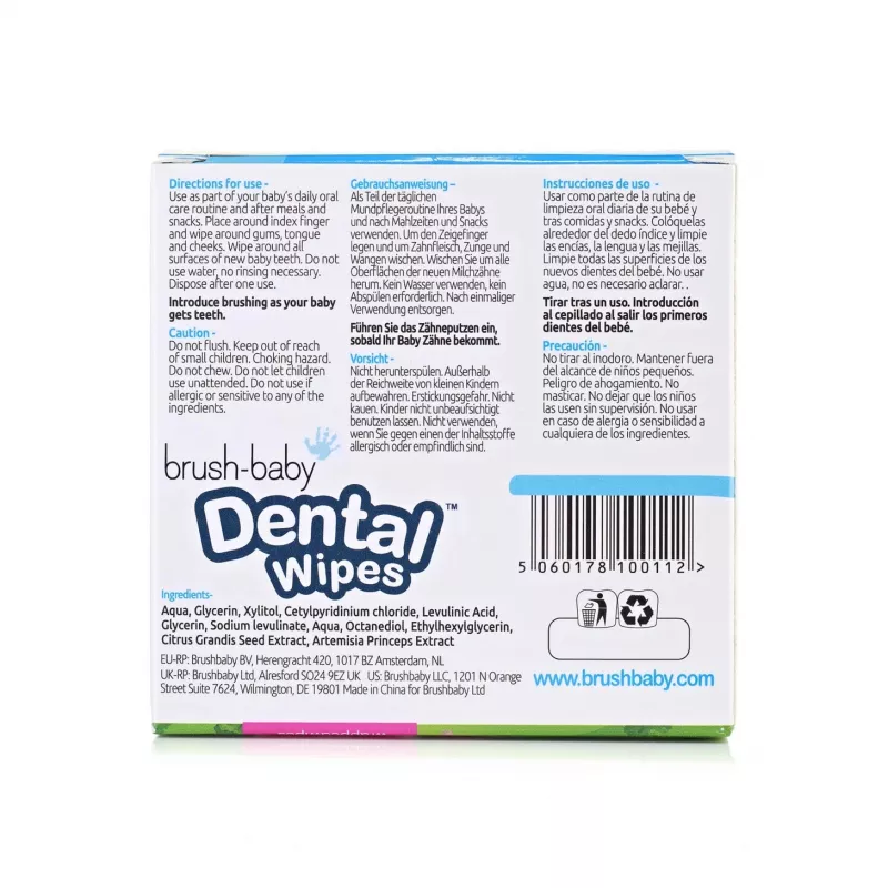 BRUSH BABY Dental Wipes with Xylitol for Cleaning Gums and Milk Teeth 0-16 Months 28 Wipes