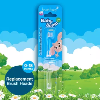 Brush-Baby BabySonic Replacement Brush Heads 0-18 Months 2 Pack White