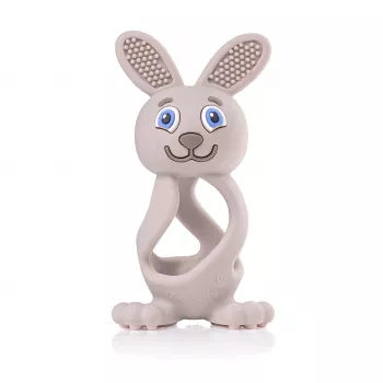 BRUSH BABY Bobbie Bunny Teether Infant Teether Toy Cappuccino Grey
