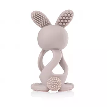 BRUSH BABY Bobbie Bunny Teether Infant Teether Toy Cappuccino Grey