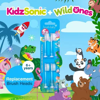Brush-Baby Kidz Sonic Replacement Brush Heads 6+ 4 Pack